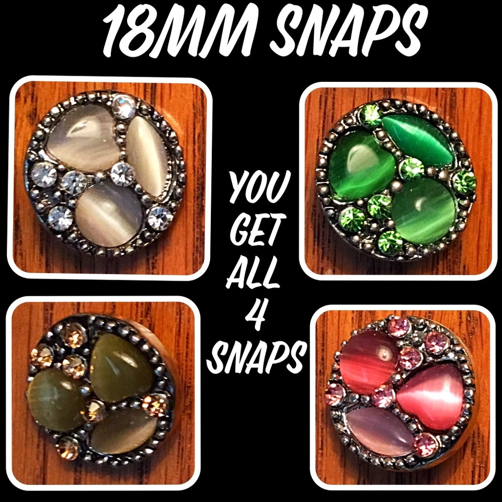 Four 18mm Snaps, fit most Snap Jewelry
